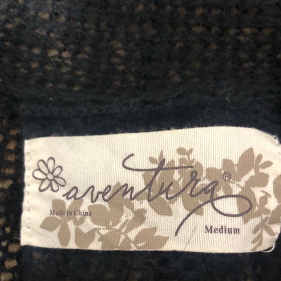 Adventura Open Drape Cardigan Sweater Black Gray & Cream Medium - Picture 4 of 5